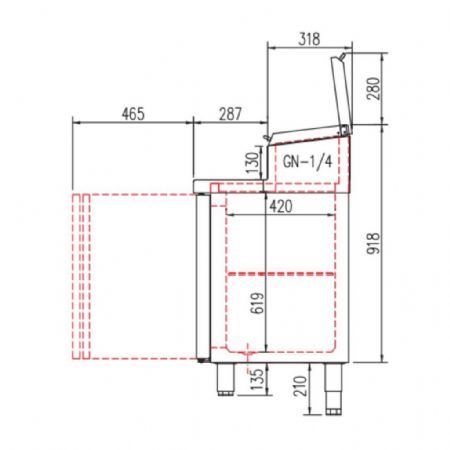 Saladette réfrigérée 2 portes pleines 260 L couvercle rabattable positive - Coreco - MFEI60-150