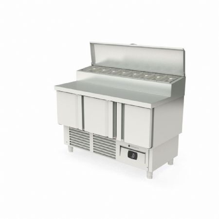 Saladette réfrigérée 3 portes pleines 320 L couvercle inox - Coreco - MFEI70-140