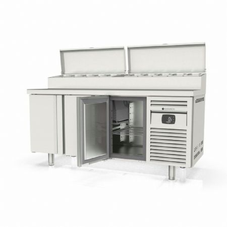 Saladette réfrigérée 3 portes pleines 450 L couvercle rabattable positive - Coreco - MFEI70-180