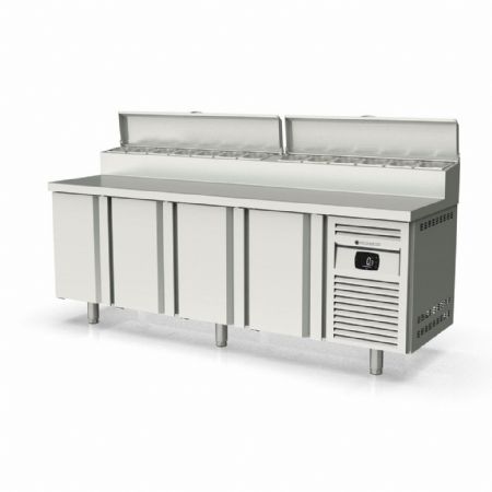 Saladette réfrigérée 4 portes pleines 635 L couvercle rabattable positive - Coreco - MFEI70-225-1/6
