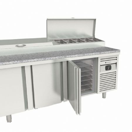 Saladette réfrigérée 3 portes pleines 595 L couvercle rabattable positive - Coreco - MFEI80-200