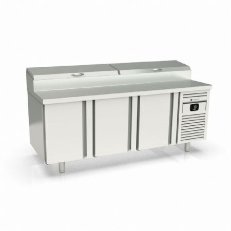 Saladette réfrigérée 3 portes pleines 595 L couvercle rabattable positive - Coreco - MFEI80-200