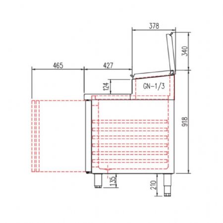 Saladette réfrigérée 4 portes pleines 815 L couvercle rabattable positive - Coreco - MFEI80-250