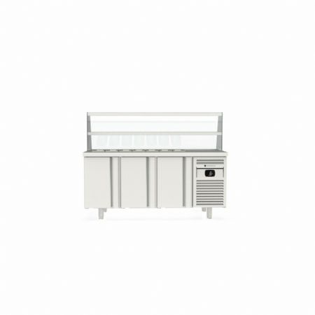 Saladette réfrigérée 3 portes pleines 399 L capacité 7 bacs GN - Coreco - MFK70-180 Saladette réfrigérée 3 portes pleines 399 L capacité 7 bacs GN - Coreco - MFK70-180