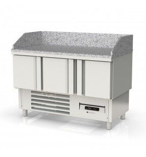 Table  pizza positive dessus granit avec 3 portes GN 1/1 - 1365x700x890 mm