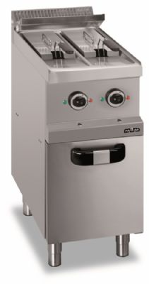 Friteuse lectrique sur armoire 2 cuves de 7L avec 2 paniers - Profondeur 700mm