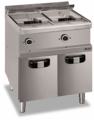 Friteuse lectrique sur armoire 2 cuves de 13L avec 2 paniers - Profondeur 700mm