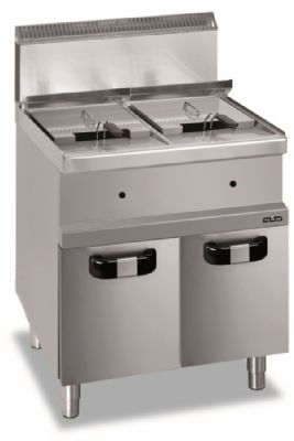 Friteuse gaz sur coffre 2 cuves de 14L avec 2 paniers - Profondeur 700mm