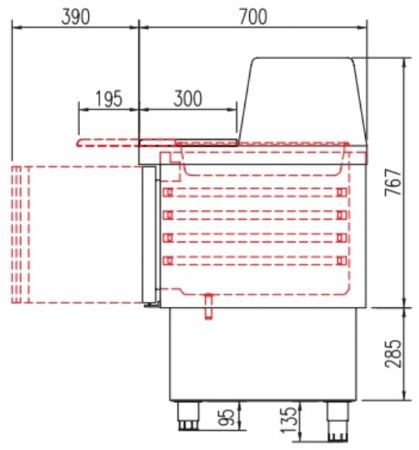 Meuble saladette froid positif 15x GN 1/6 pare-haleine avec 2 portes - 915x700x890 mm