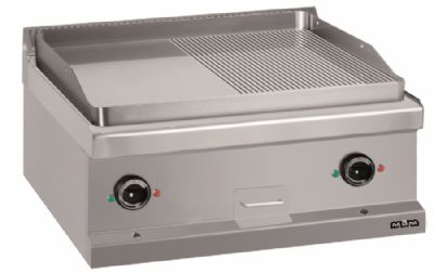 Plaque  snacker lectrique  poser surface mi lisse mi rainure chrome 650x570mm - Profondeur 700mm