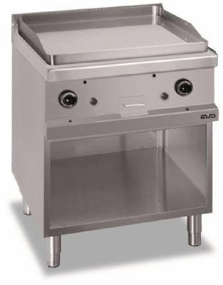 Plaque  snacker gaz sur coffre surface lisse chrome 650x570mm - Profondeur 700mm