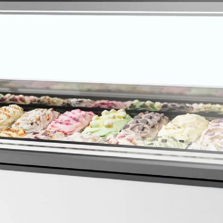 Vitrine conglateur de crme glace blanc vitre plate - 2156x1054x1356 mm