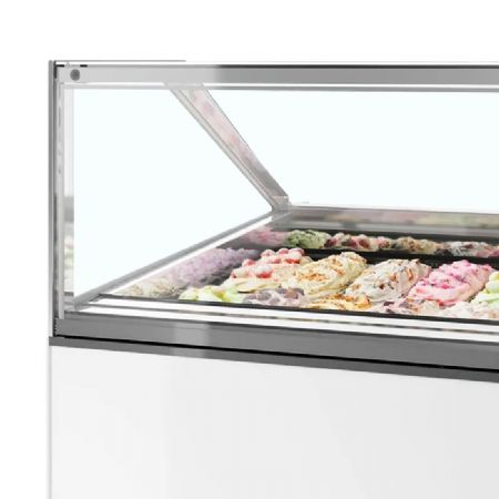 Vitrine conglateur de crme glace blanc vitre plate - 2156x1054x1356 mm
