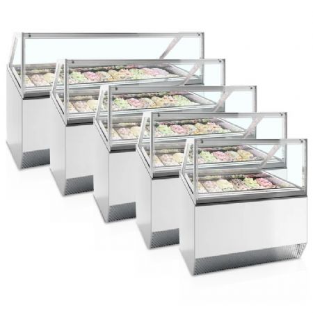 Vitrine conglateur de crme glace blanc vitre plate - 2156x1054x1356 mm