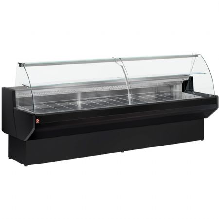 Comptoir vitrine réfrigéré à vitre bombée avec réserve, 1500 mm, positif 1500x910x1280 mm - Diamond Promo - ML15/B5-R2