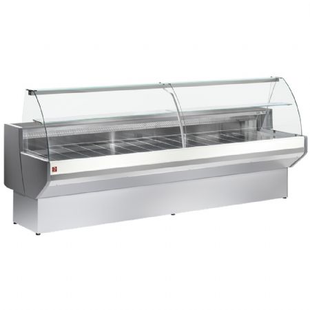 Comptoir vitrine réfrigéré professionnel gris et blanc positif avec réserve 2500 mm - Diamond - ML25/E8-VV/R2