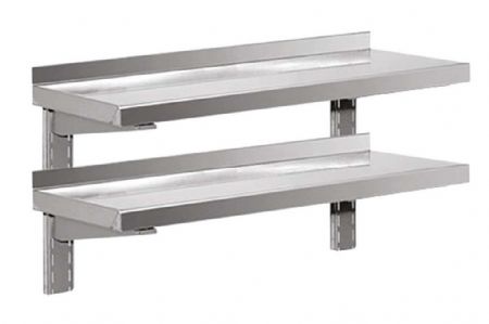 Étagère murale Inox double avec consoles réglables 1400x400x400 mm - Afi-Collin-Lucy - MM-144-2