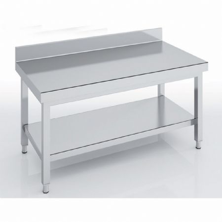 Table soubassement adossée série 600 étagère et dosseret 100 mm - Dimensions 700 x 600 mm - Hauteur réglable 600 à 700 mm - Eratos - MMBD60-70