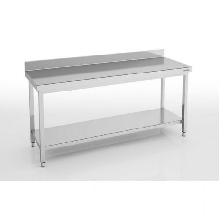 Table de Travail Inox adossée avec étagère et dosseret 1400x600x850 mm - Eratos - MMD60-140 Table de Travail Inox adossée avec étagère et dosseret 1400x600x850 mm - Eratos - MMD60-140