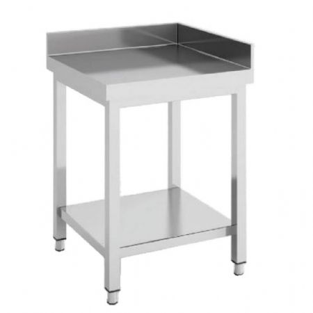 Table de Travail Inox AISI-304 18/10 satiné avec dosseret et étagère 600x700x850 mm - Eratos - MMRD-67