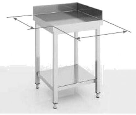 Table d'angle inox avec dosseret - 700x700x850 mm