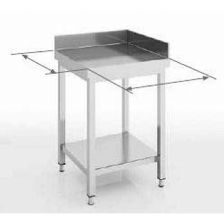 Table de Travail Inox d'angle étagère série 700 AISI-304 18/10 satiné dosseret 100 mm 700x700x850 mm - Eratos - MMRD-77