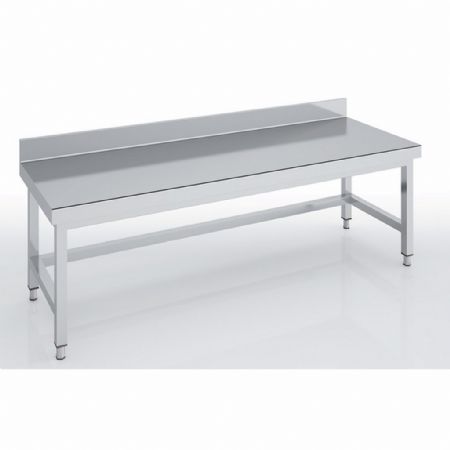 Table soubassement adossée série 700 Inox AISI-304 18/10 satiné 1800x700 mm dosseret 100 mm - Eratos - MMSBD70-180