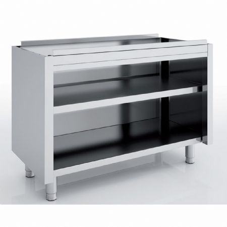 Meuble Bas de Rangement Inox AISI-304 18/10 satiné sans portes avec étagère réglable - Eratos - MNA70-140