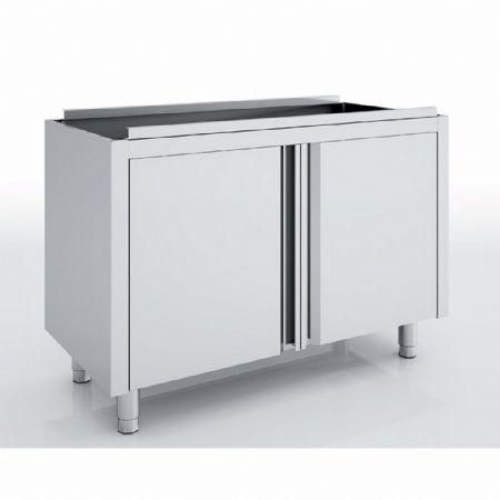 Meuble Bas de Rangement Inox AISI-304 18/10 satiné sans dessus 600x700x850 mm portes battantes - Eratos - MNB70-60