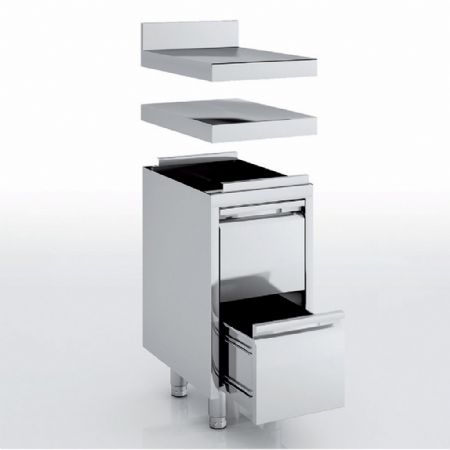 Meuble Bas de Rangement Inox AISI-304 18/10 satiné 2 tiroirs 400x700x850 mm - Eratos - MNC2-70