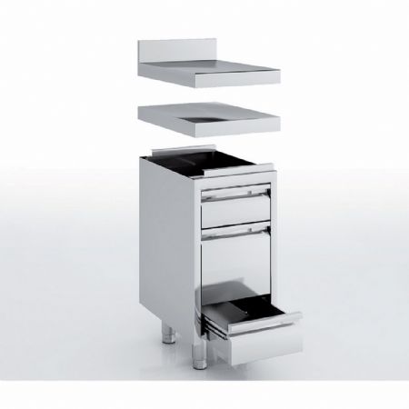 Meuble Bas de Rangement Inox AISI-304 18/10 satiné avec 3 tiroirs - Eratos - MNC32-60 Meuble Bas de Rangement Inox AISI-304 18/10 satiné avec 3 tiroirs - Eratos - MNC32-60