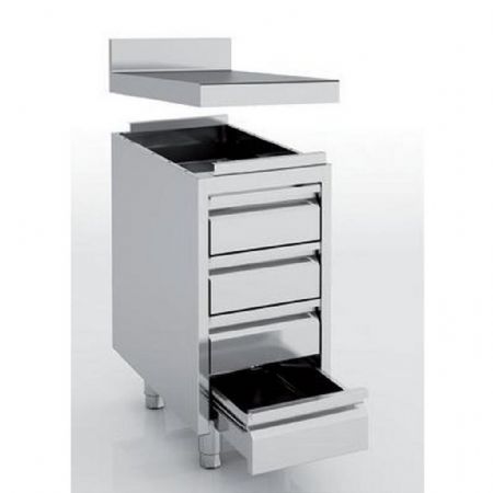 Meuble Bas de Rangement Inox avec dosseret 100 mm et 4 tiroirs GN1/1 - Eratos - MNC4-60M Meuble Bas de Rangement Inox avec dosseret 100 mm et 4 tiroirs GN1/1 - Eratos - MNC4-60M