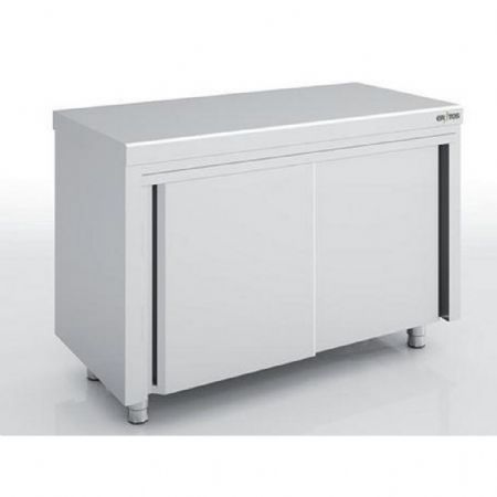 Meuble Bas de Rangement Inox AISI-304 18/10 satiné sans dosseret 2 portes coulissantes suspendues - Eratos - MNC70-200C Meuble Bas de Rangement Inox AISI-304 18/10 satiné sans dosseret 2 portes coulissantes suspendues - Eratos - MNC70-200C