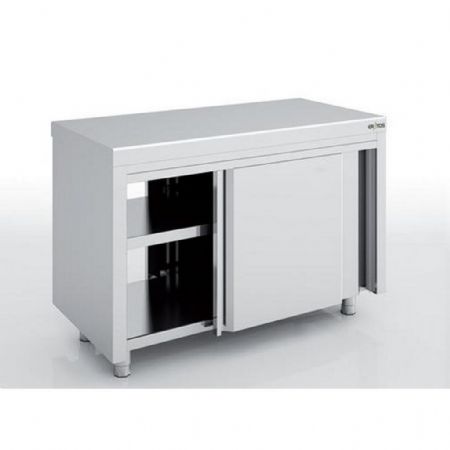 Meuble Bas de Rangement Inox sans dosseret 2 portes coulissantes - Eratos - MNCP70-200C Meuble Bas de Rangement Inox sans dosseret 2 portes coulissantes - Eratos - MNCP70-200C