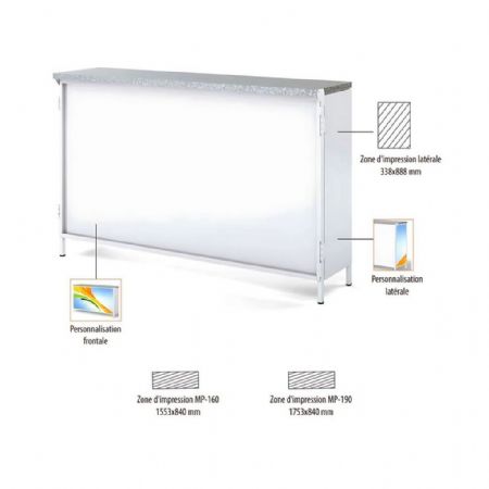 Comptoir pliant 1604x426x1031 mm - Docriluc - MP-160-LOGO