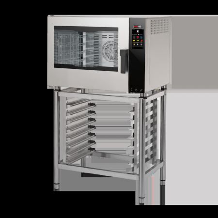 Four mixte triphasé à injection 5x GN 1/1 porte ouvrante côté gauche