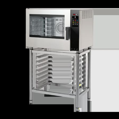 Four mixte triphasé à injection 5x GN 1/1 auto nettoyage porte ouvrante côté gauche commande tactile