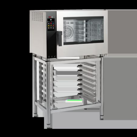 Four mixte triphasé à injection 5x GN 1/1 porte ouvrante côté droit commande tactile