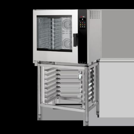 Four mixte triphasé à injection 7x GN 1/1 auto nettoyage porte ouvrante côté gauche