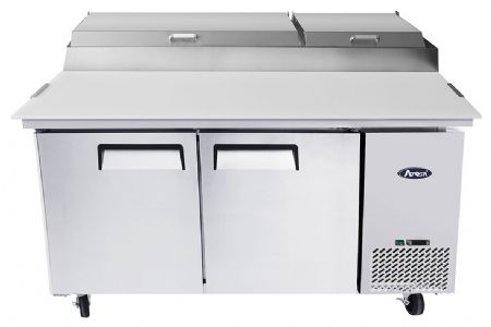 Saladette réfrigérée table préparation à pizzas 2 portes x9 bacs GN1/3 530 L positive - Atosa - MPF8202GR Saladette réfrigérée table préparation à pizzas 2 portes x9 bacs GN1/3 530 L positive - Atosa - MPF8202GR