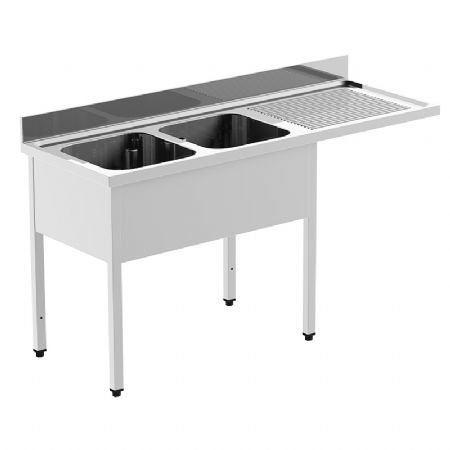 Plonge inox 2 bac  gauche avec emplacement pour lave vaisselle - 1200x700x850mm
