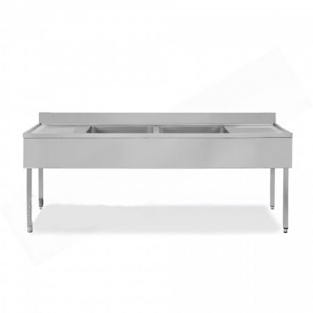 Plonge inox 2 bacs centraux et 2 goutoirs - 2000x700x850 mm