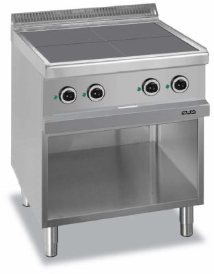 Cuisinire lectrique sur armoire ouverte 4 plaques carres alignes - Profondeur 700mm