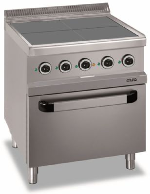 Cuisinire lectrique sur four lectrique ventil 4 plaques carres - Profondeur 700mm