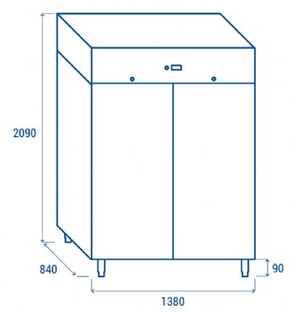 Armoire rfrigre positive 2 portes pleines -2 / +8 C - 1400L