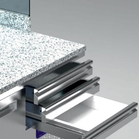 Meuble à Pizzas dessus granit, 2 portes pleines EN 600x400, 3 tiroirs neutres EN 600x400, structure réfrigéré 6x GN 1/4 - Diamond Promo - MR-PIZZA/R2