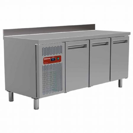 Table desserte réfrigérée positive 3 portes pleines avec dosseret 405 L - Diamond Promo - MR3/R2-BA Table desserte réfrigérée positive 3 portes pleines avec dosseret 405 L - Diamond Promo - MR3/R2-BA