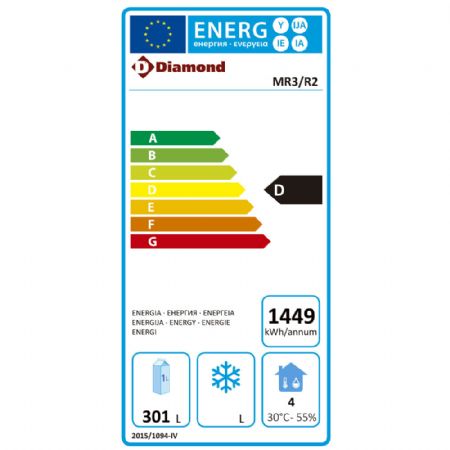 Table frigorifique 3 portes GN 1/1 - 405 Lit. - classe Energie D - 1800 x 700 x 880/900 mm