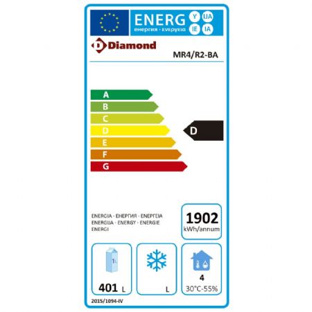 Table frigorifique ventilée 4 portes GN 1/1 positive avec dosseret 550 L - Diamond Promo - MR4/R2-BA