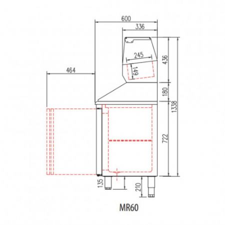 Table à pizza inox positive dessus granit avec 2 portes - 1495x600x850 mm Table à pizza inox positive dessus granit avec 2 portes - 1495x600x850 mm